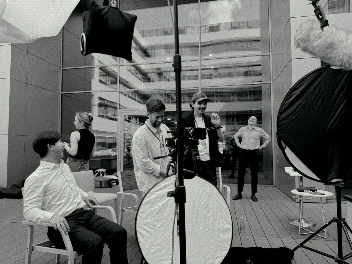 Represent crew on set on a New York terrace